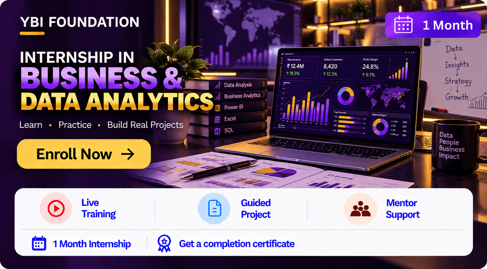 1 Month Business and Data Analytics Internship with Certificate