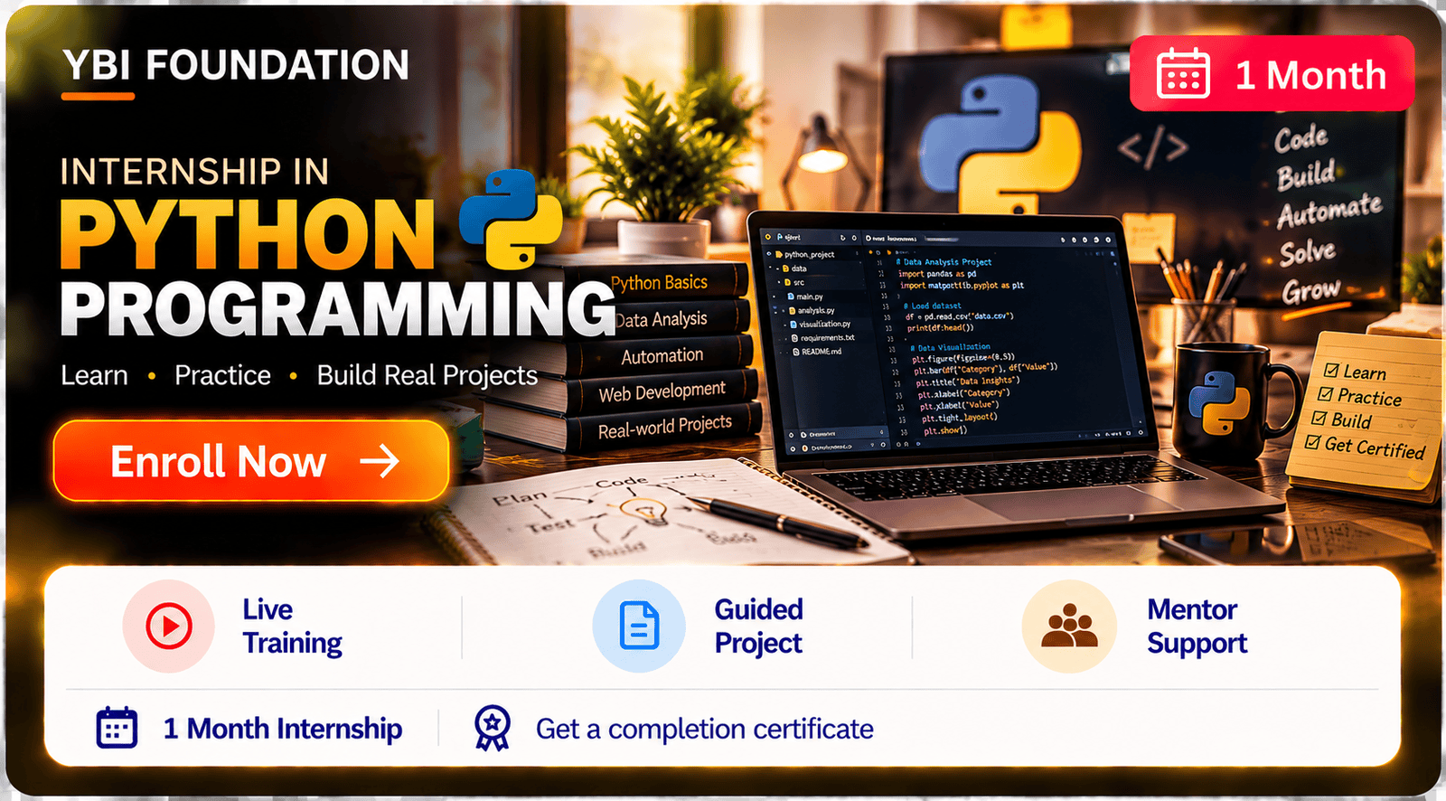1 Month Python Programming Internship with Certificate