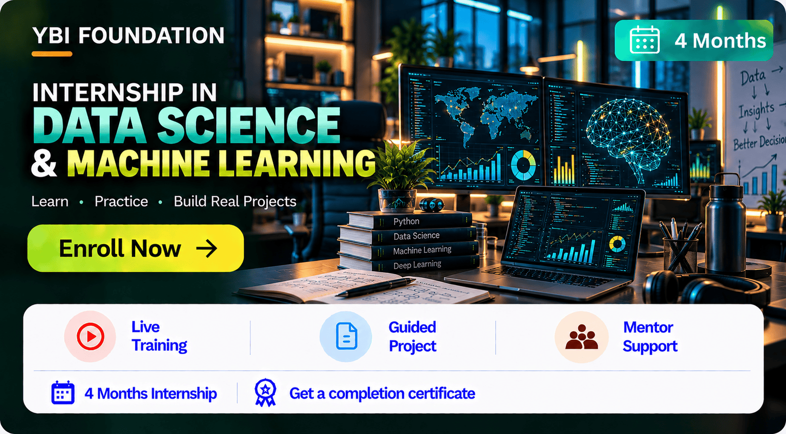 4 Months Data Science and Machine Learning Internship with Certificate