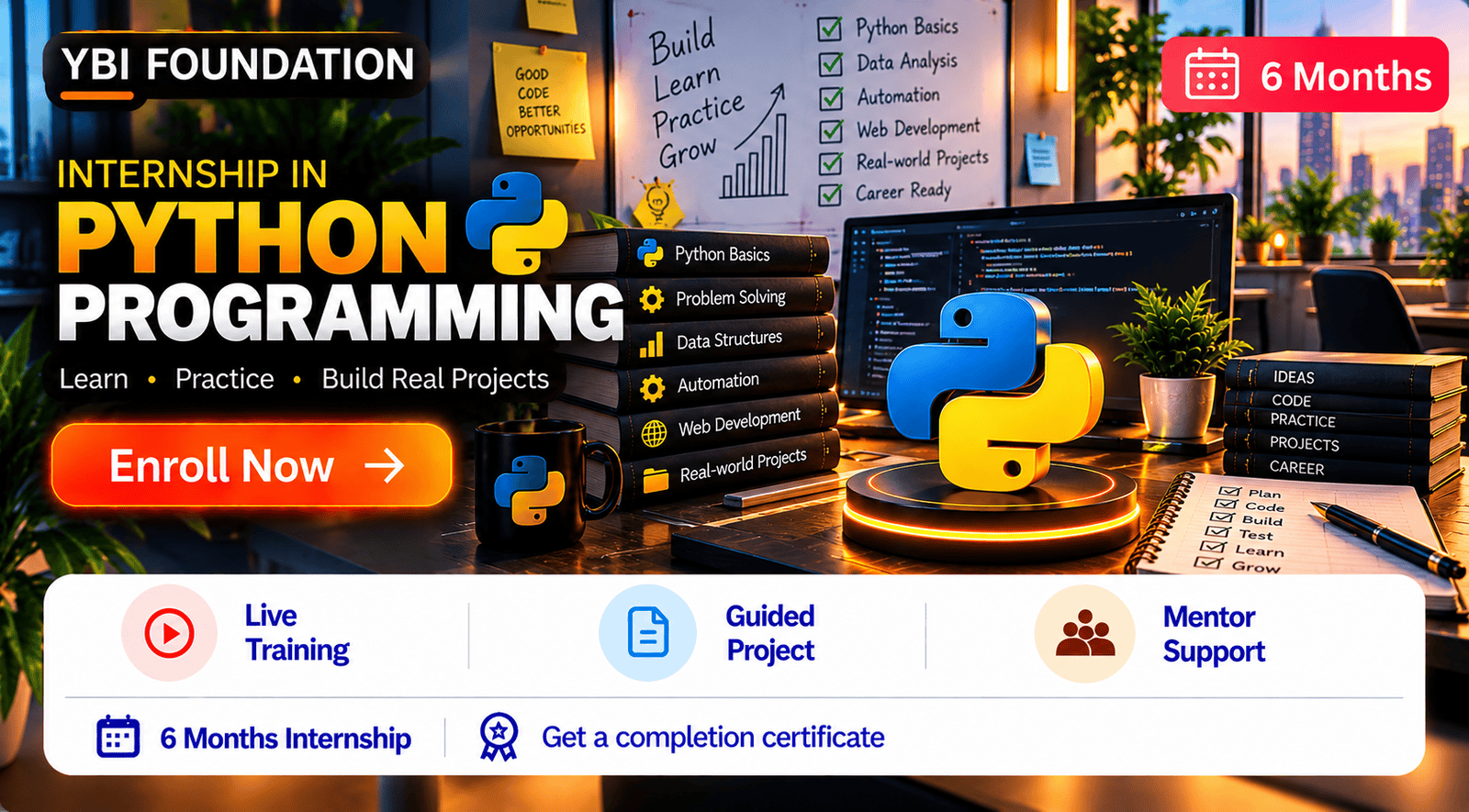 6 Months Python Programming Internship with Certificate